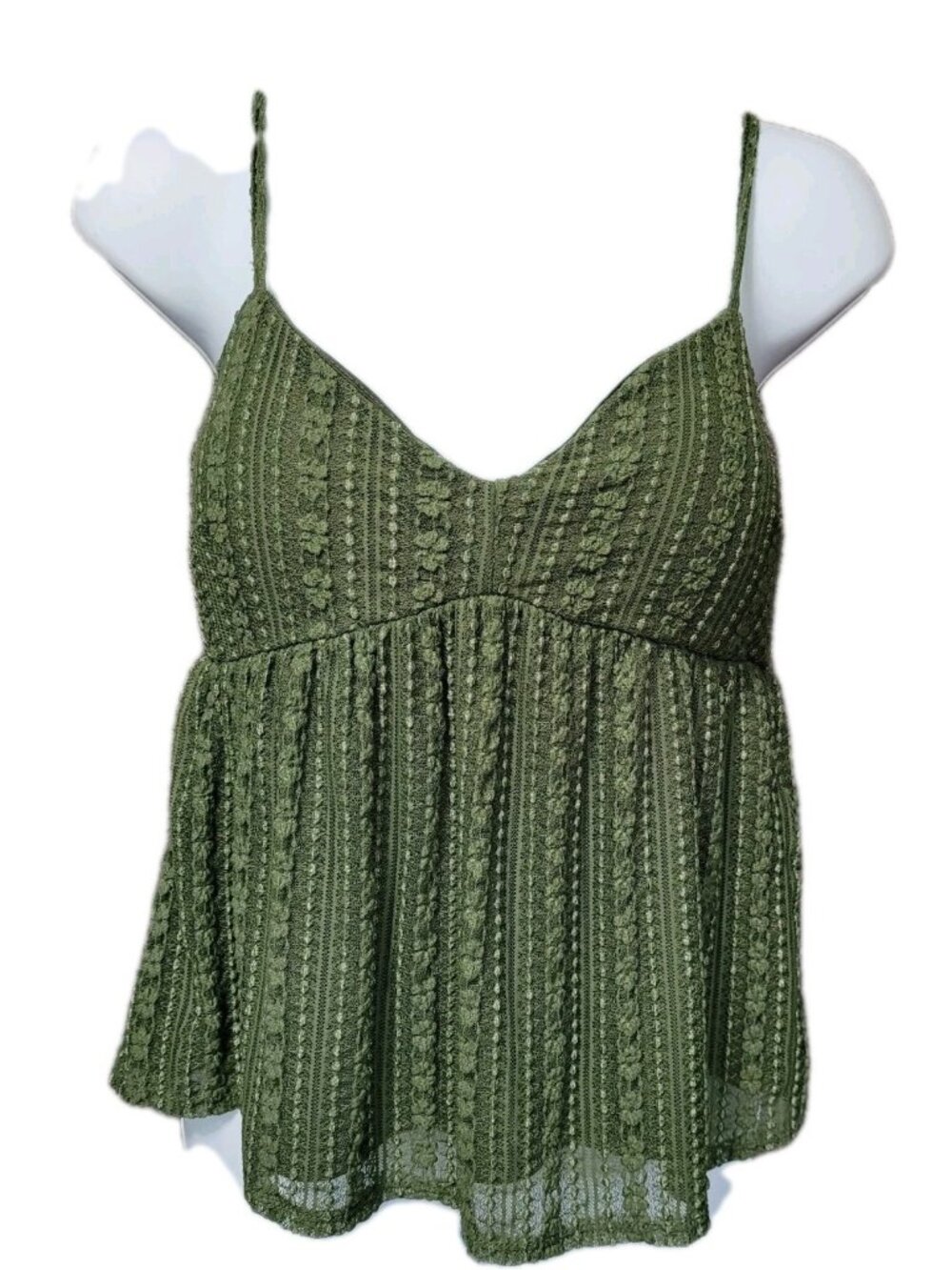 Whimsigoth Fairy Womens Y2K Babydoll Cami‎ Top Size M Lace Vintage Green Bra